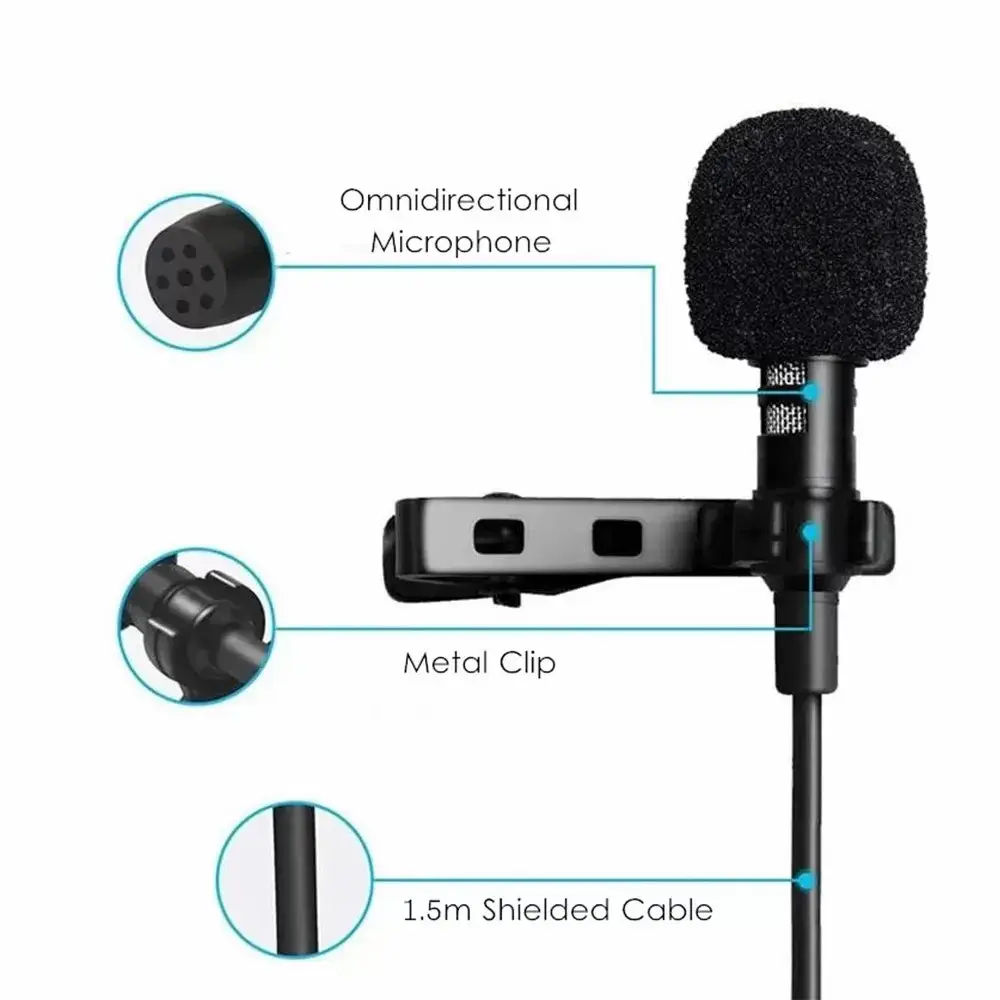 Mini Portable 3.5mm Lavalier Microphone Condenser Clip-on Lapel Mic (7)