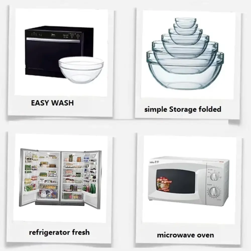 5 Pcs Glass Bowls Set With Lids Microwave Refrigerator Dinnerware Set (5)