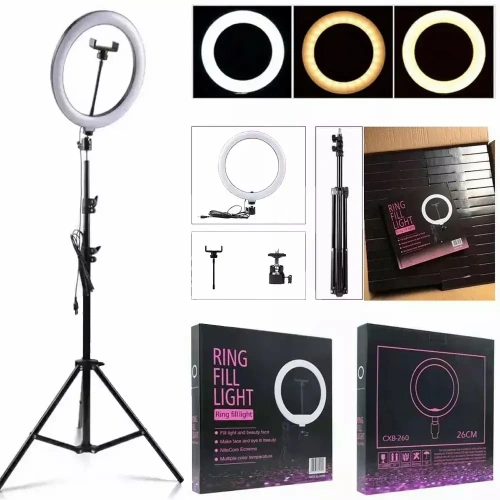 7 Feet Tripod Stand With 3 Colours Ring Fill Light LED Soft Ring Light For Tiktok Live Streaming (1)