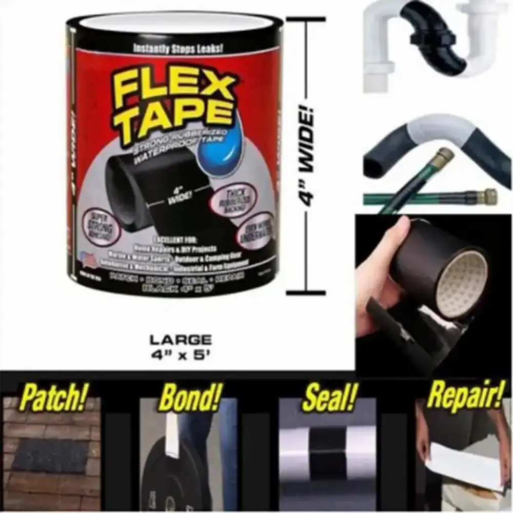 Flex Tape Pipe Repairing Leaking Seal SUPER Strong Waterproof Rubberized Tight Grip (6)