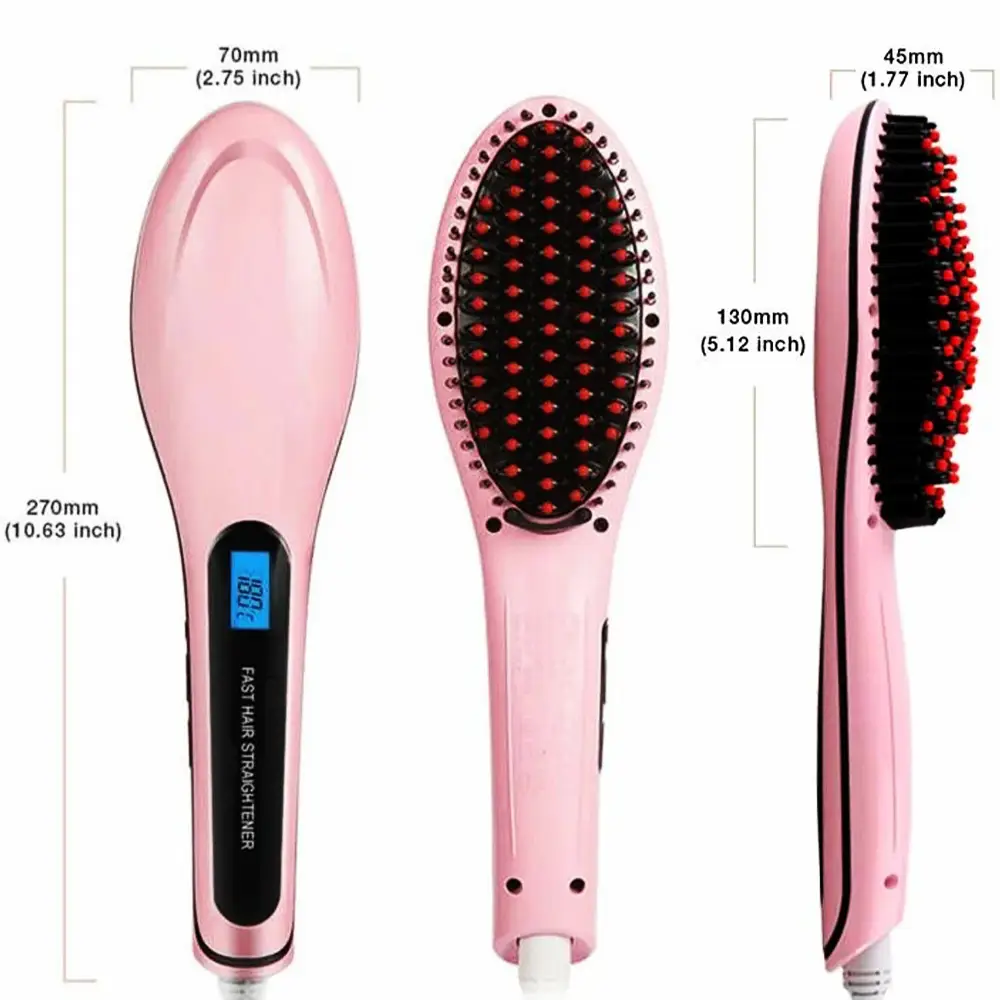 HQT-906 Fast Hair Straightener Brush Comb with Temperature Control & LED Display (11)