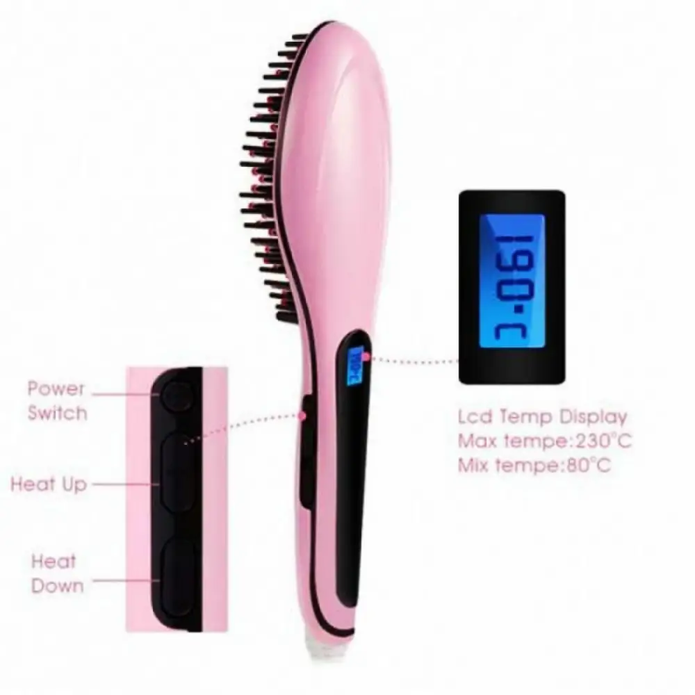 HQT-906 Fast Hair Straightener Brush Comb with Temperature Control & LED Display (9)