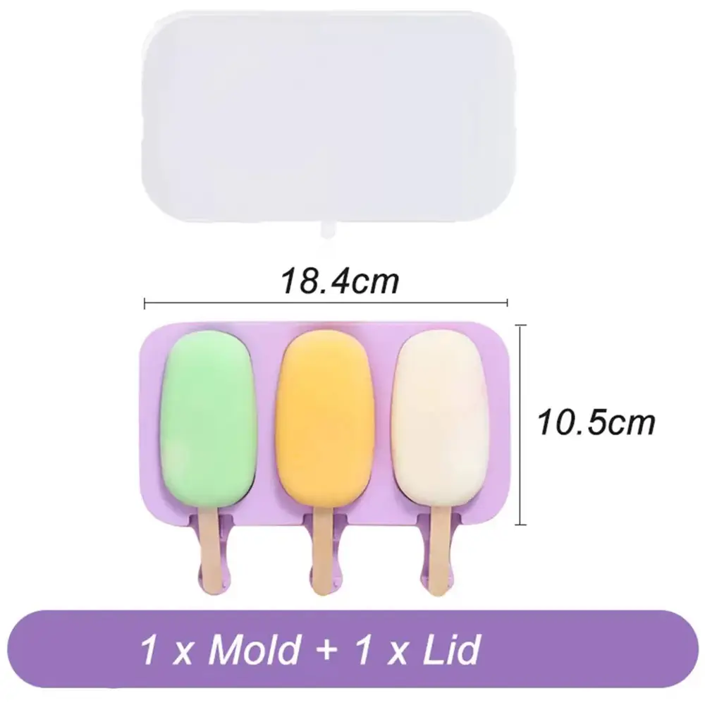 Ice Cream Mold With Lid Silicone Popsicle Molds Ice Pop Maker Mould (4)