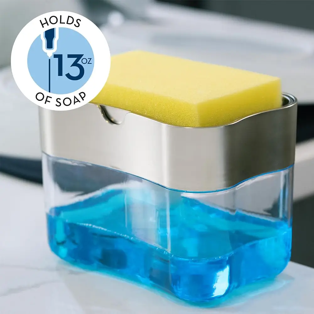 Liquid Dispenser Dish Soap Dispenser Pump With Sponge Holder (3)