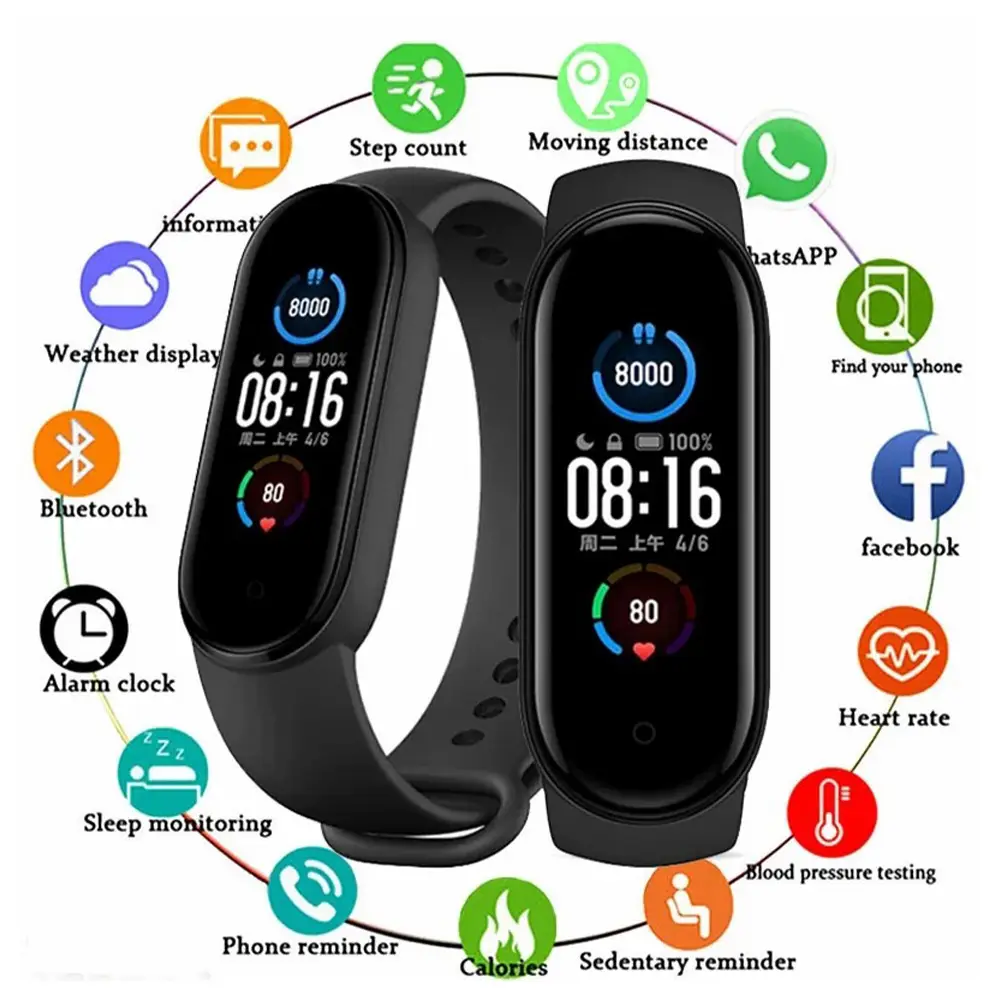 Sports Fitness Tracker Heart Rate Monitor Bracelet M5 Smart Band Smart Watch