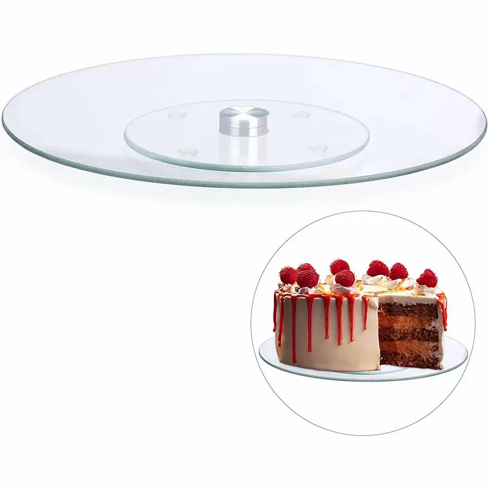 Revolving Rotating Glass Cake & Food Stand 30cm Glass Turn Table (6)