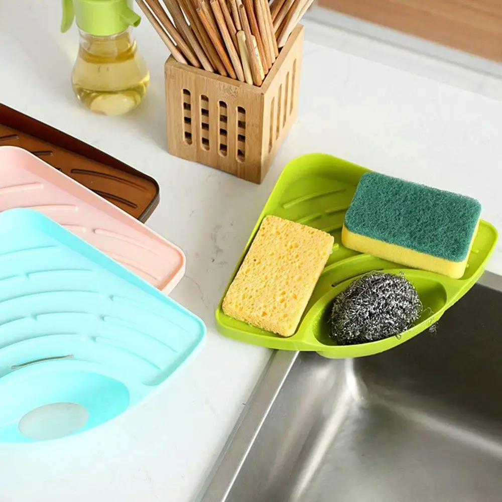 Soap And Sponge Holder Multipurpose Wash Basin Storage Kitchen Sink Triangle Shelf (8)