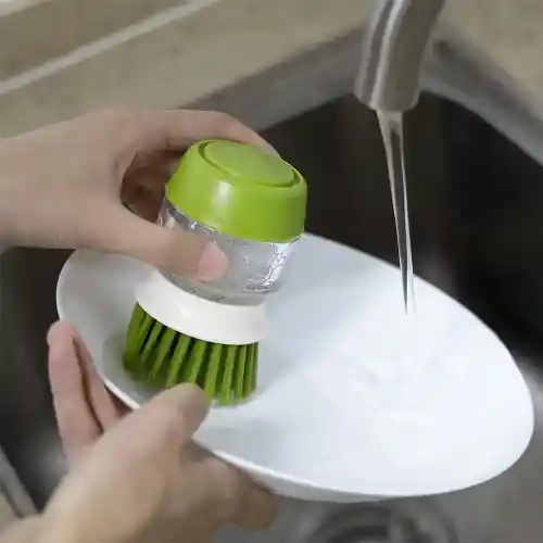 Soap Dispenser Brush Cleaning Scrub Brush With Stand (3)