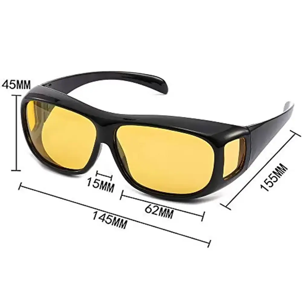 Unisex 2pcs HD Vision Wraparound Day & Night Driving Glasses HD Vision SunGlasses Set (2)