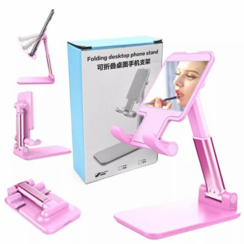 Foldable Desktop Phone Stand Holder with Mirror Adjustable Cell Phone Holder Phone Mount (1)