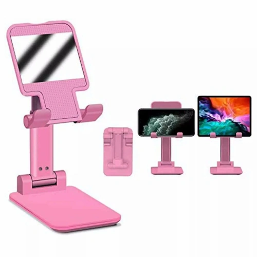 Foldable Desktop Phone Stand Holder with Mirror Adjustable Cell Phone Holder Phone Mount (6)