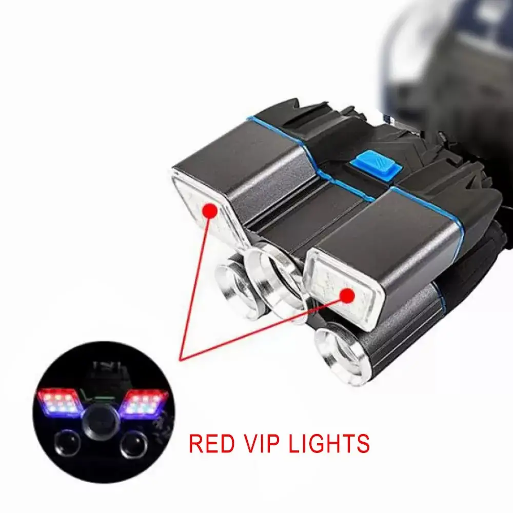 Rechargeable 5 LED Head Lamp with Red VIP Light Head Light Flashlight Torch (3)