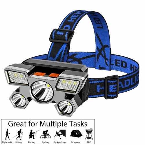 Rechargeable 5 LED Head Lamp with Red VIP Light Head Light Flashlight Torch