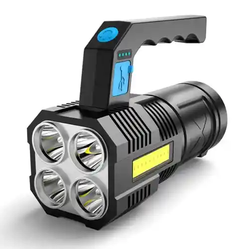 Rechargeable 4 LED Adjustable 4 Modes Flashlight Torch COB Light Powerful Power Display Long-Range Light (1)