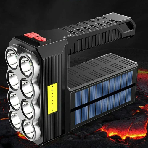 Rechargeable Solar 8 LED Flashlight with COB Sidelight 3 Modes High Lumens Lightweight W (16)