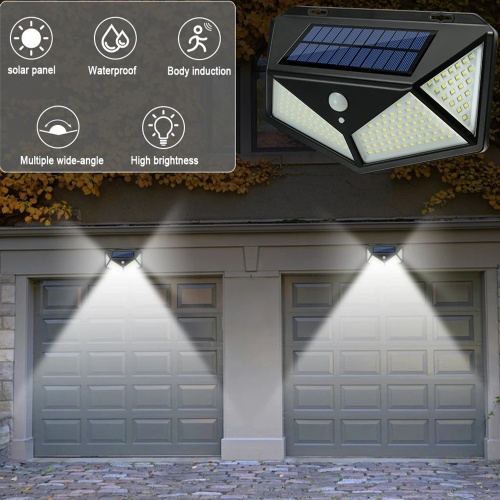 3 Modes 100 Led Solar Light Waterproof Motion Sensor LED Bulb Outdoor Solar Wall Lamp (13)