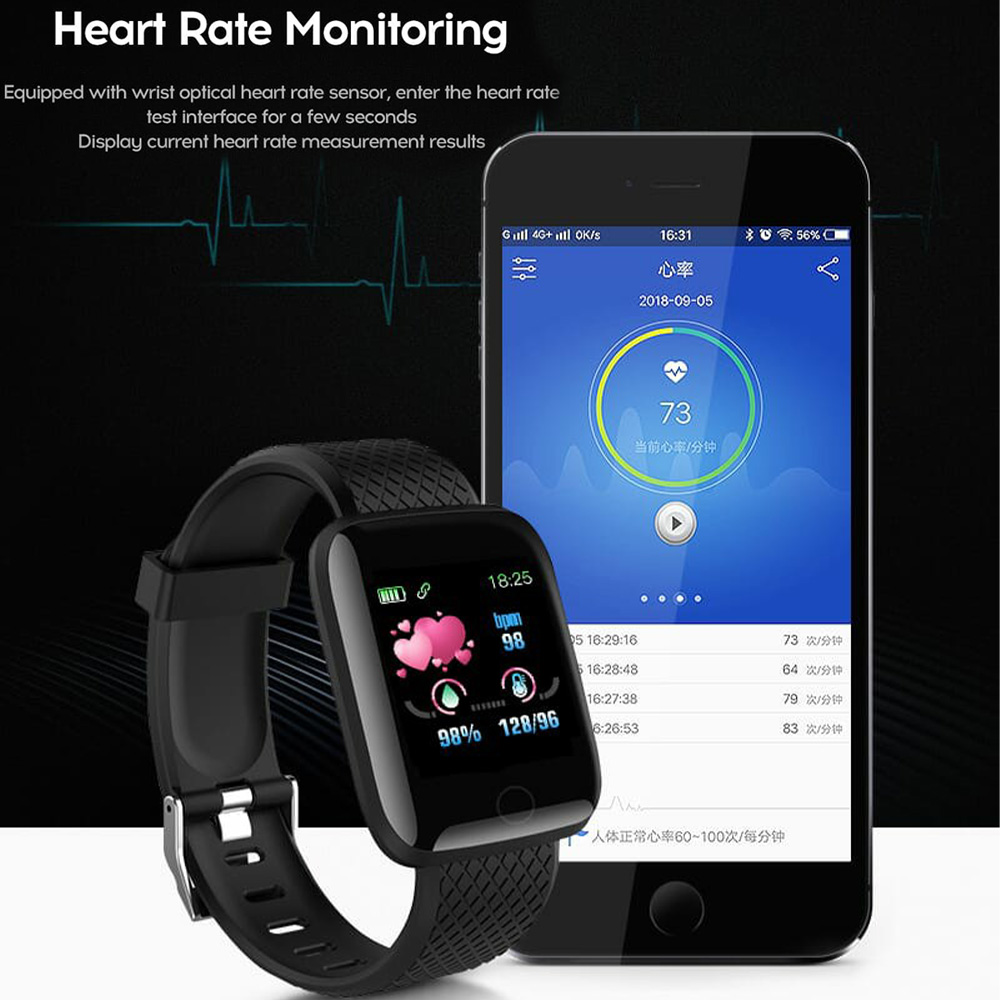 116 Plus Smart Watch Heart Rate Blood Pressure Monitoring Pedometer Health Smartwatch (9)