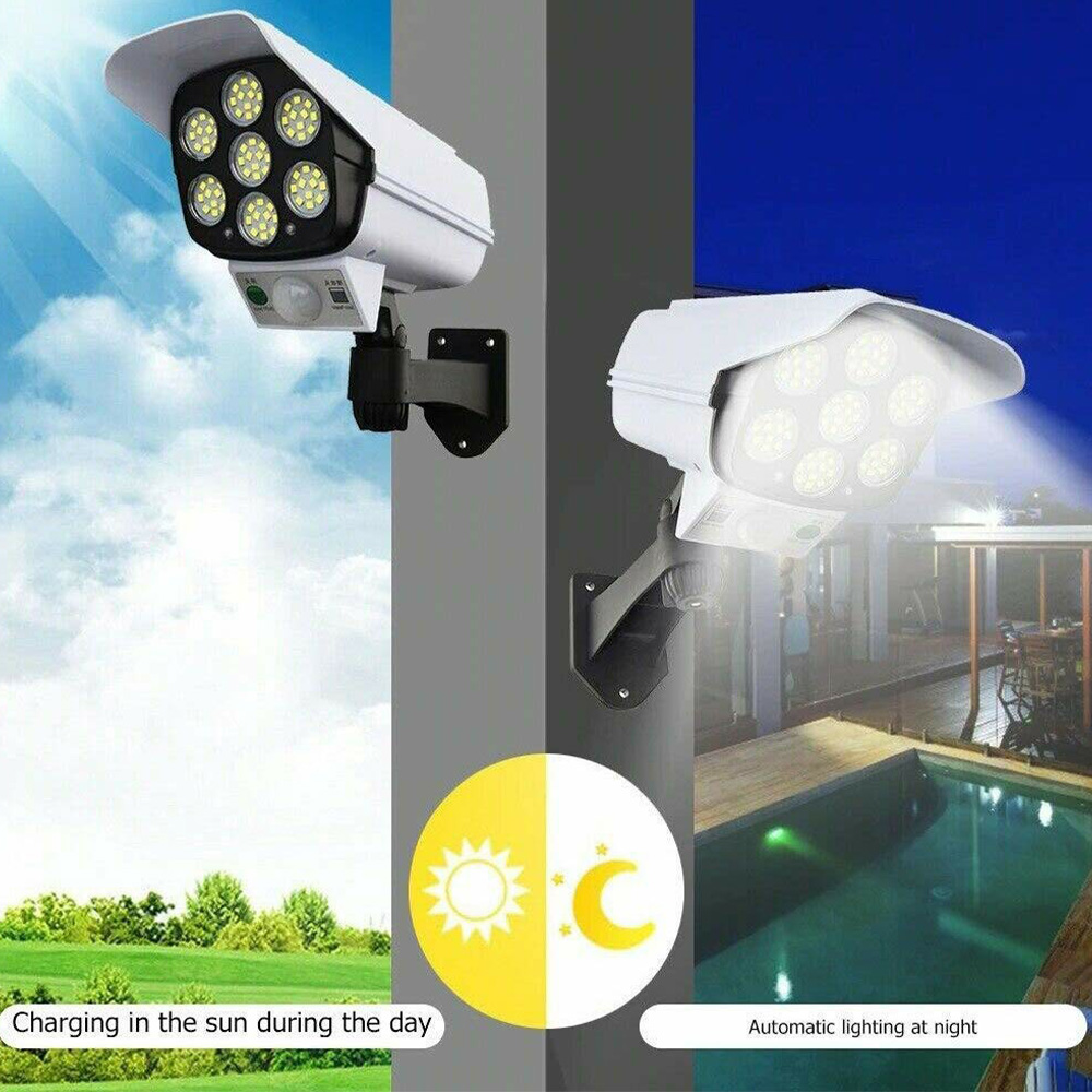 77 LED Solar Light Motion Sensor Security Dummy Camera Lights 3 Modes Wall Lamp (12)