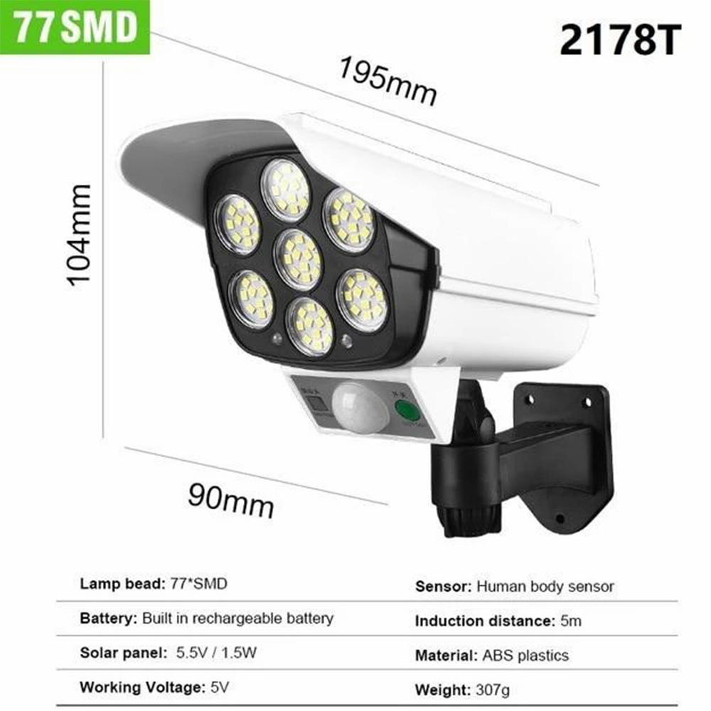77 LED Solar Light Motion Sensor Security Dummy Camera Lights 3 Modes Wall Lamp (4)