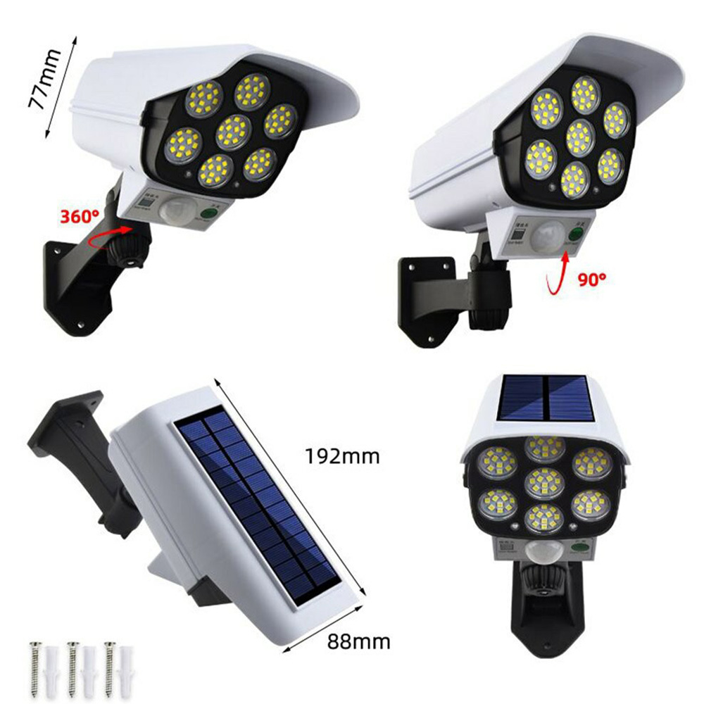 77 LED Solar Light Motion Sensor Security Dummy Camera Lights 3 Modes Wall Lamp (5)