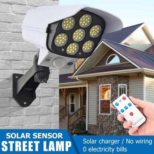 77 LED Solar Light Motion Sensor Security Dummy Camera Lights 3 Modes Wall Lamp