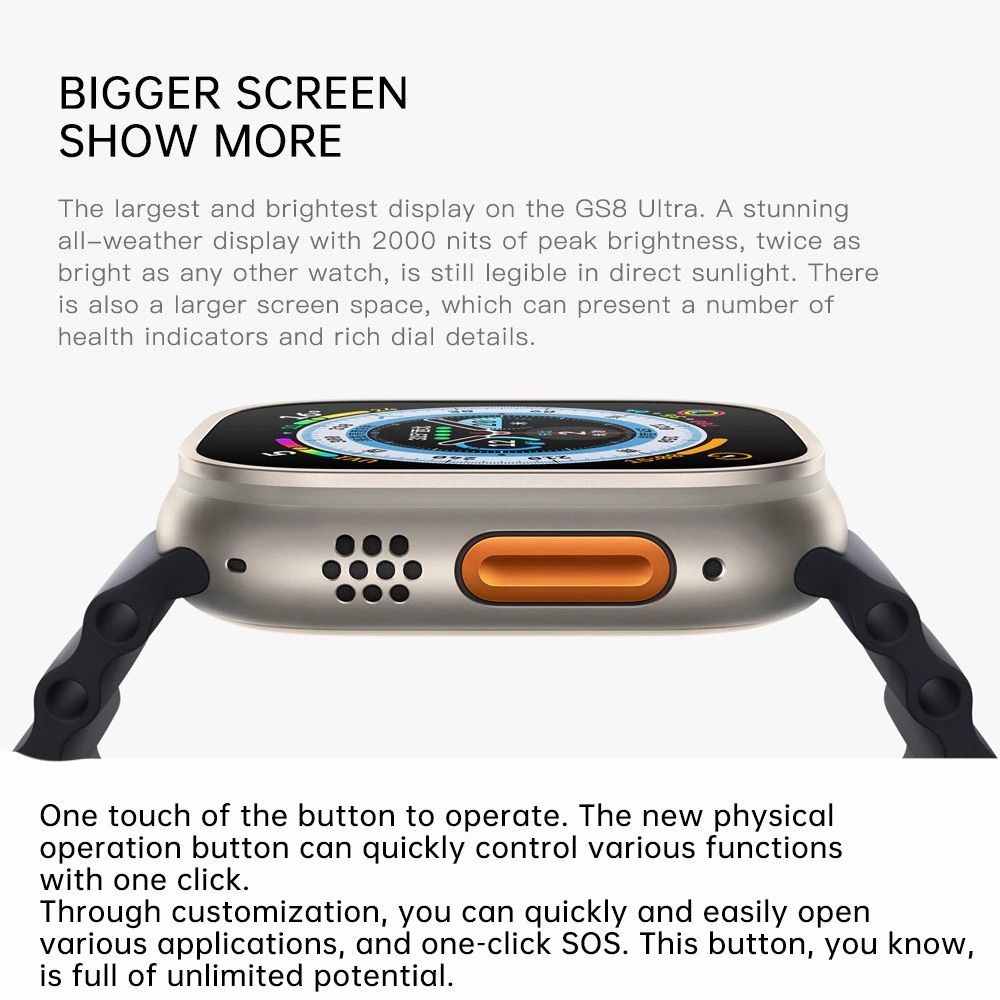 GS8 Ultra Smartwatch Full Touch Screen Waterproof Wireless Charging Smart Watch (11)