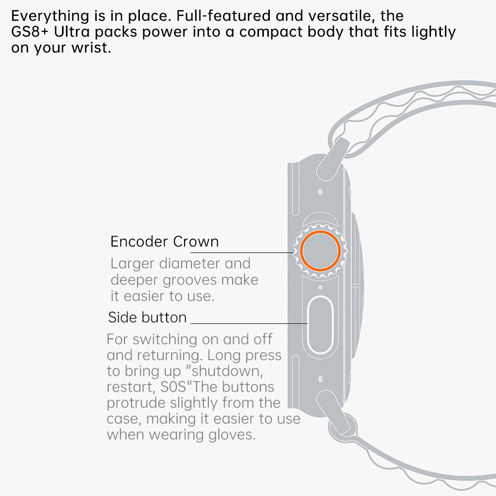 GS8 Ultra Smartwatch Full Touch Screen Waterproof Wireless Charging Smart Watch (13)
