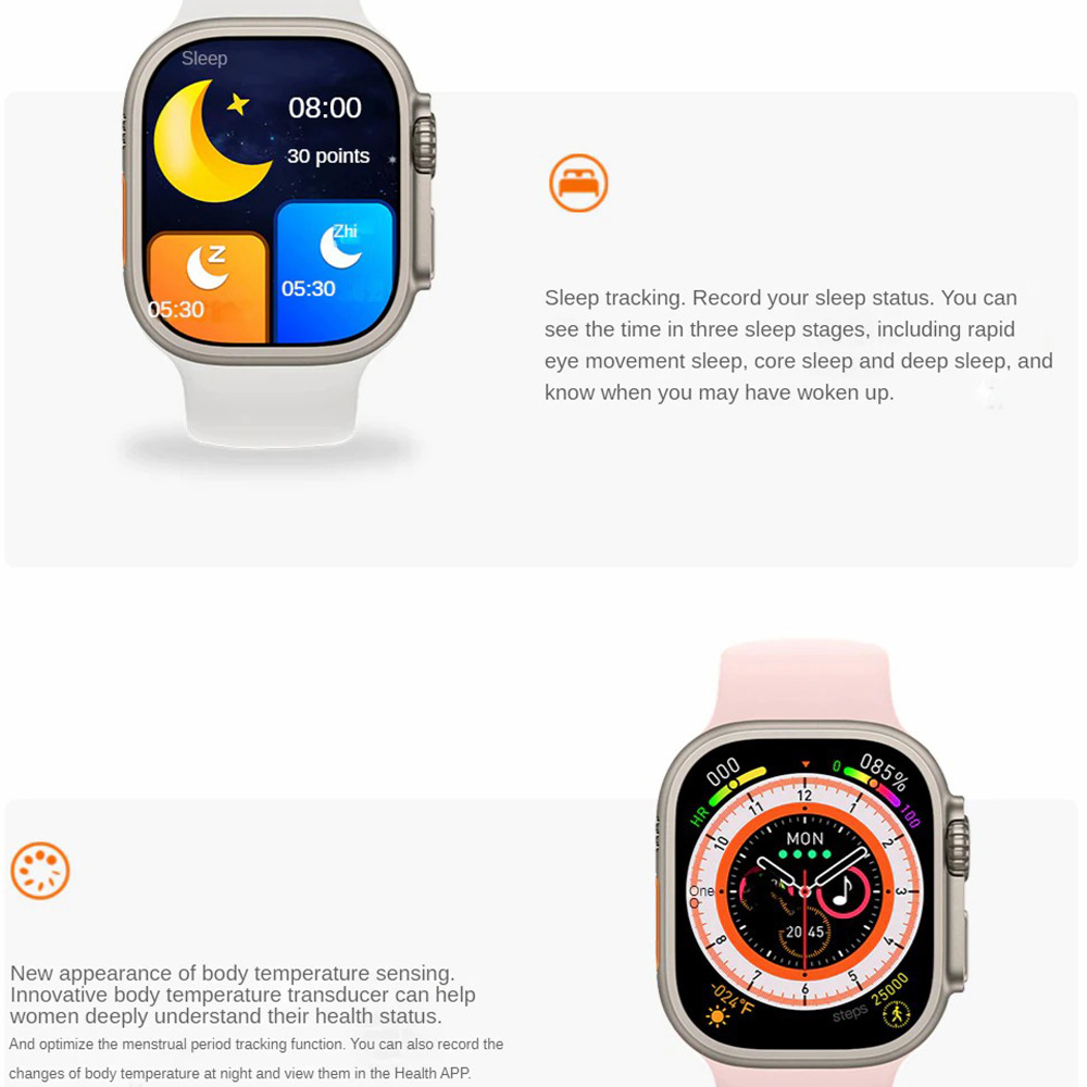 GS8 Ultra Smartwatch Full Touch Screen Waterproof Wireless Charging Smart Watch (9)