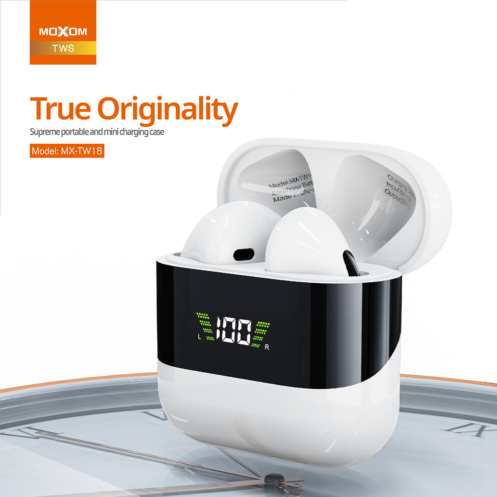 Moxom Tw18 Wireless Tws Earbuds Headset Power Man Pro Led Power Display Case