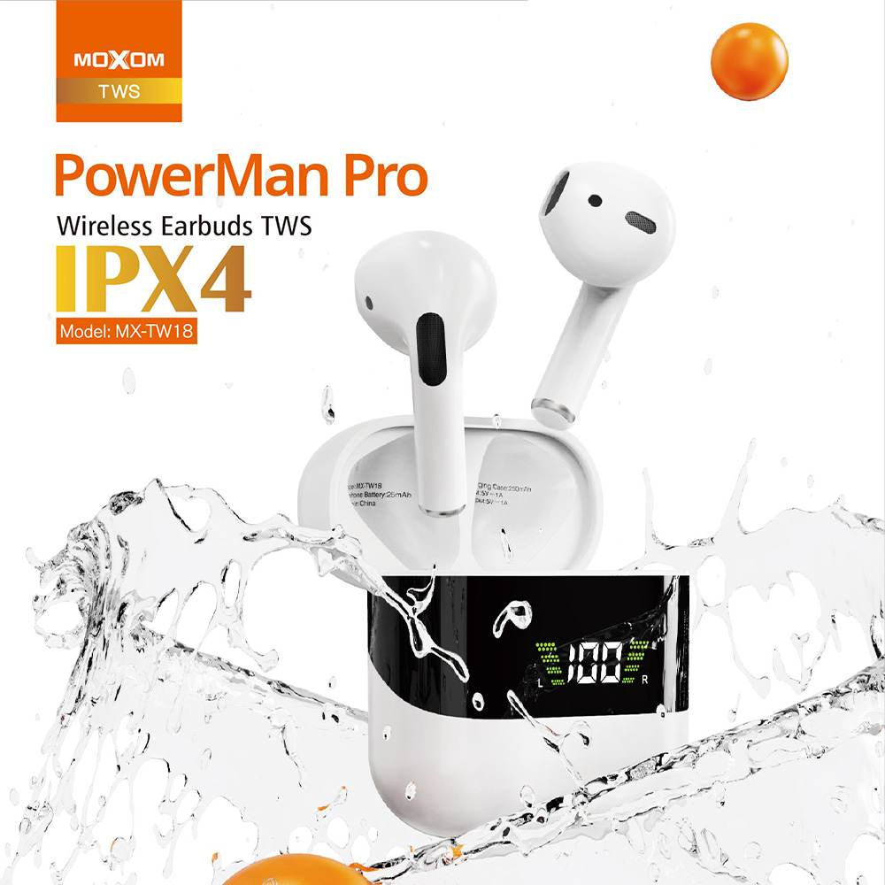 Moxom Tw18 Wireless Tws Earbuds Headset Power Man Pro Led Power Display Case