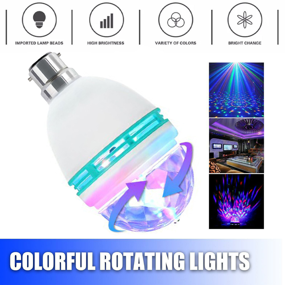 RGB Color Rotating Disco Bulb Multi Colour Light Projector LED Party Bulbs Colored Strobe Bulb (6)