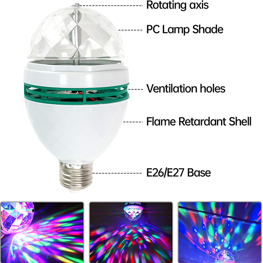 RGB Color Rotating Disco Bulb Multi Colour Light Projector LED Party Bulbs Colored Strobe Bulb (9)