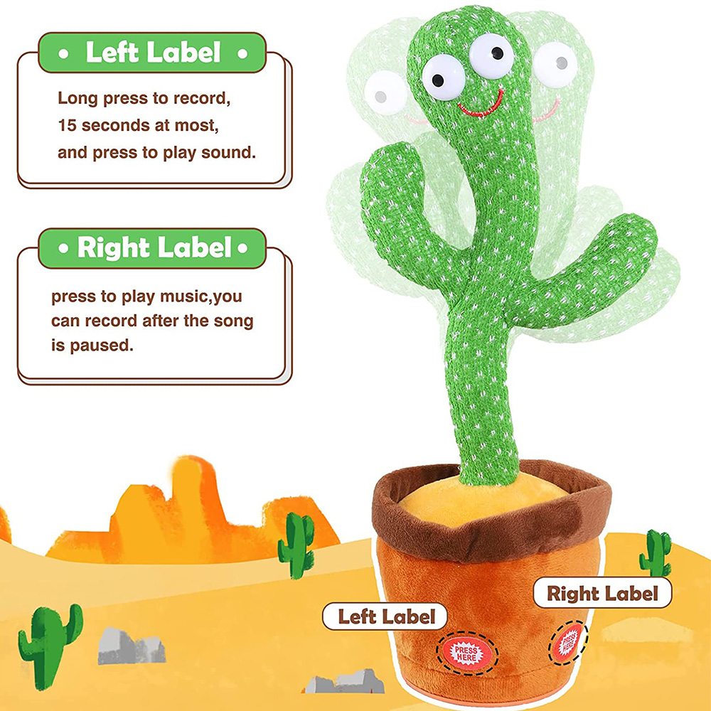 Rechargeable Dancing Cactus Can Sing, Record, Talk, Dance, Repeat What You say, Talking Toy for Kids Return Gift, Funny Educational Toy (5)