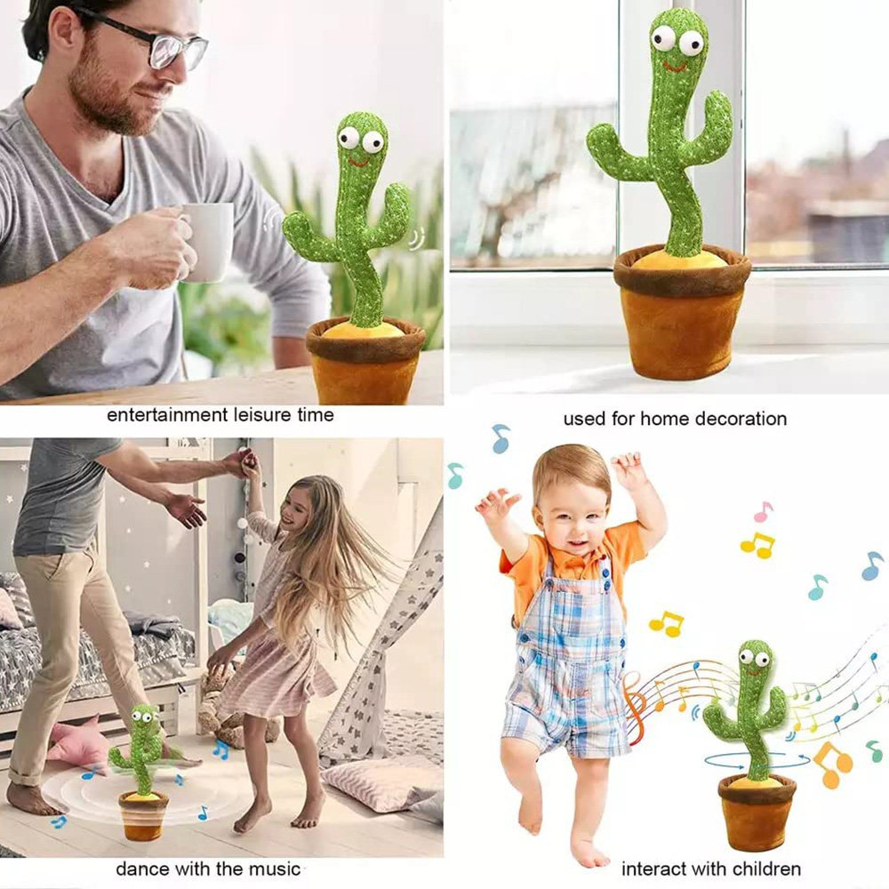 Rechargeable Dancing Cactus Can Sing, Record, Talk, Dance, Repeat What You say, Talking Toy for Kids Return Gift, Funny Educational Toy (9)