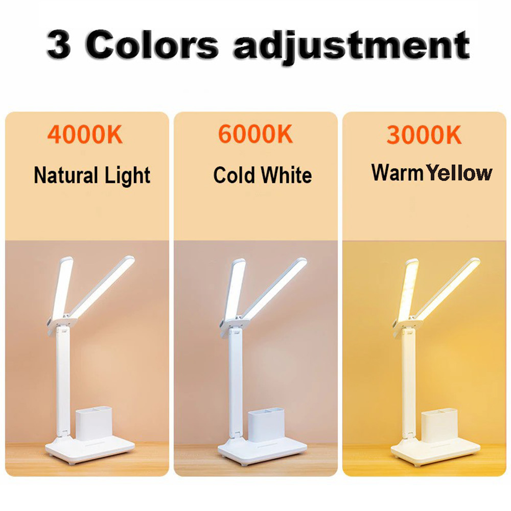 Rechargeable Foldable Double-head Led Desk Lamp 3 Levels Touch Dimmable Folding Eye Protection Desk Lamp (6)