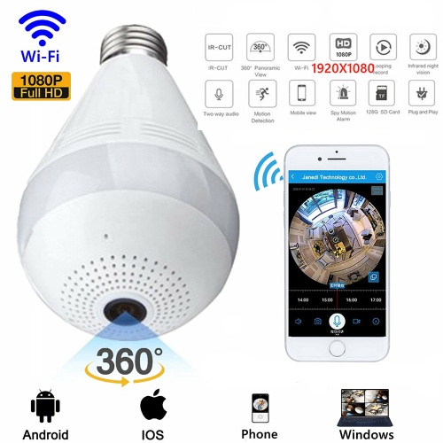 V380 3D Smart Camera Bulb 1080P HD 360° WiFi Night Vision Webcam Video IP Camera Baby Security Monitor WiFi Bulb Security Camera