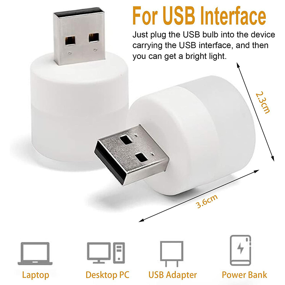 Portable Mini USB LED Lights White USB Lamp LED Night Light (4)