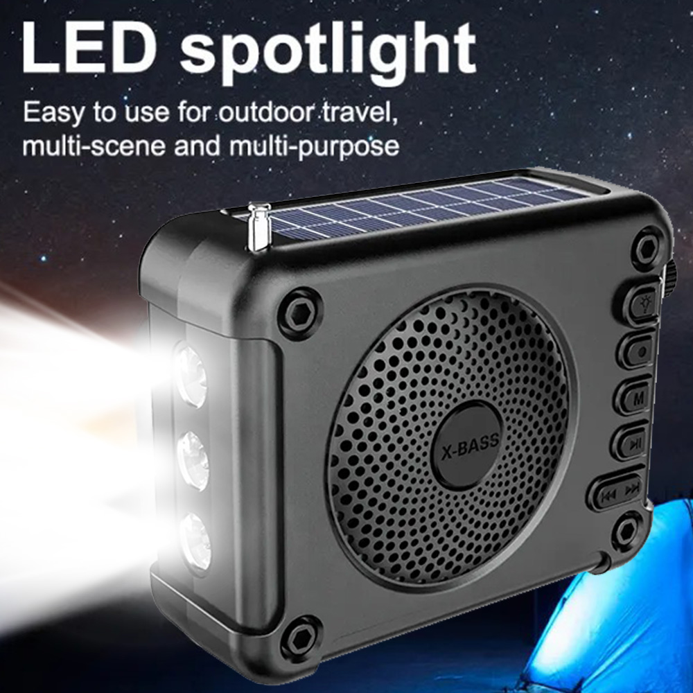 ZQS301K Solar & Rechargeable Bluetooth Speaker with Radio and Flashlight Torch Free Headset Mic (2)