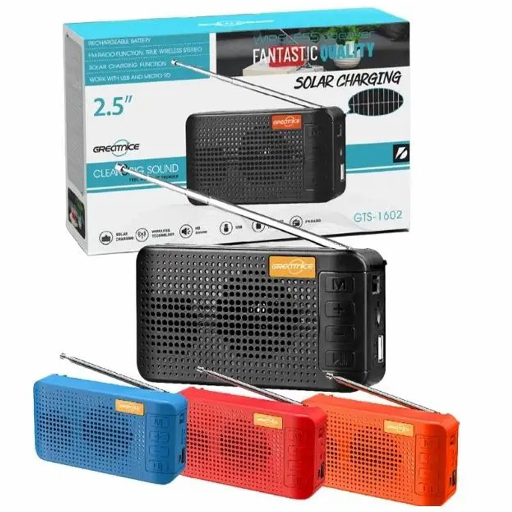 GTS-1602 Solar Rechargeable FM Radio with Bluetooth, USB, SD Card Supported (5)