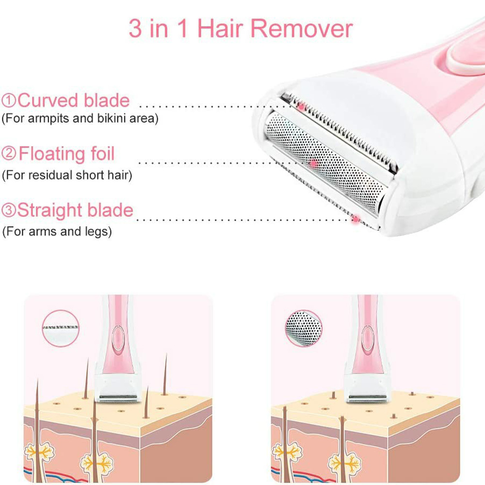3 in 1 Blade Rechargeable Lady Shaver Geemy GM-3073 Wet and Dry Ladies Bikini Trimmer Body Hair Removal Legs and Forearms Painless (1)