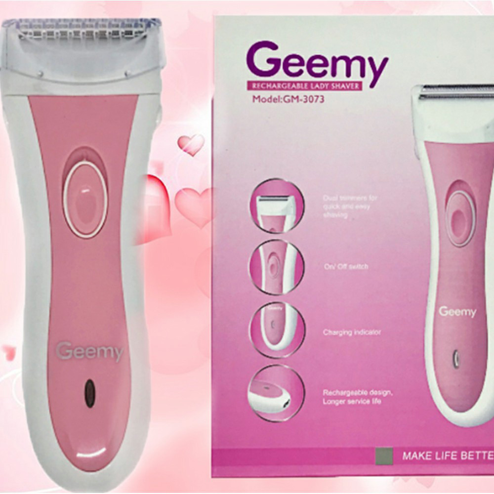 3 in 1 Blade Rechargeable Lady Shaver Geemy GM-3073 Wet and Dry Ladies Bikini Trimmer Body Hair Removal Legs and Forearms Painless