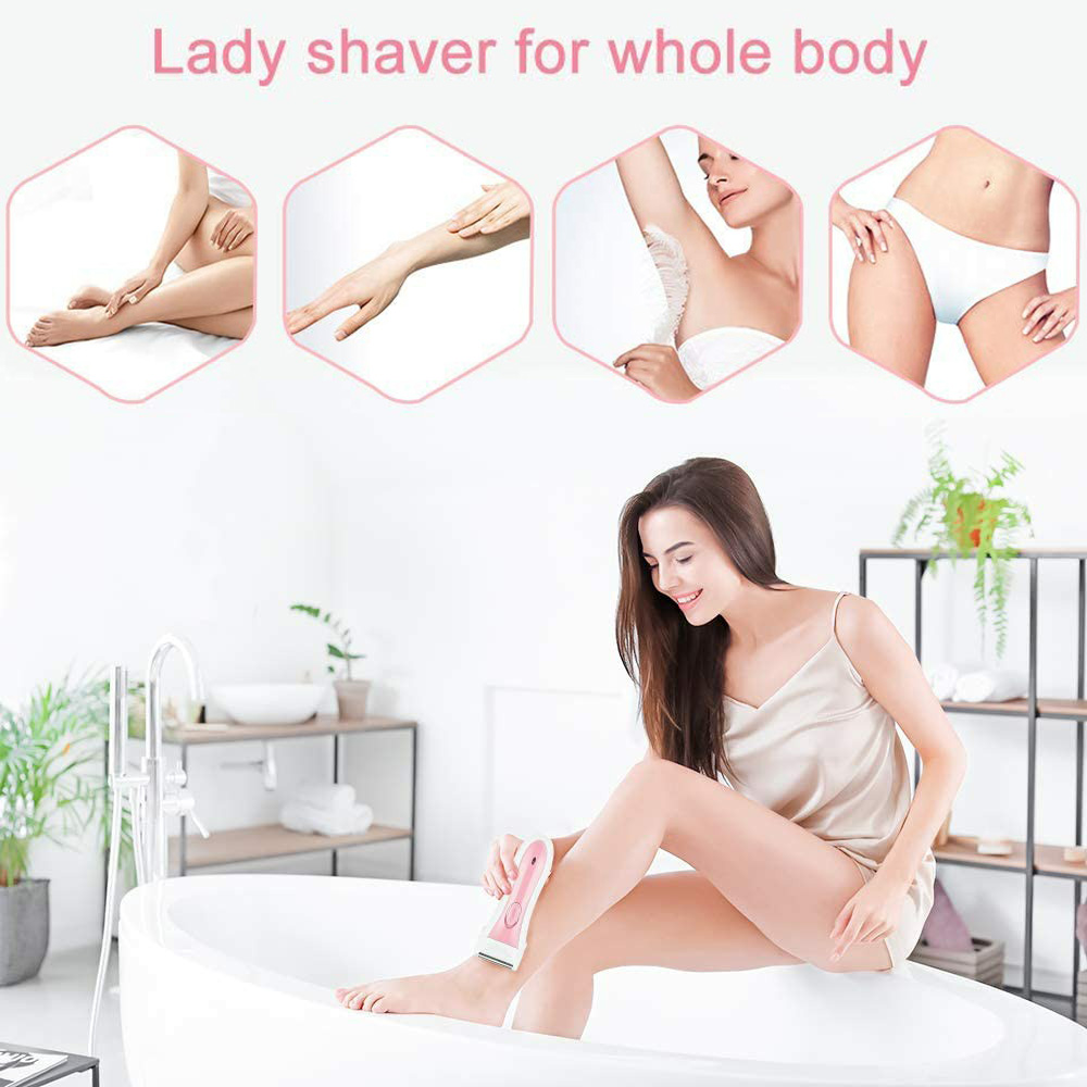 3 in 1 Blade Rechargeable Lady Shaver Geemy GM-3073 Wet and Dry Ladies Bikini Trimmer Body Hair Removal Legs and Forearms Painless (8)
