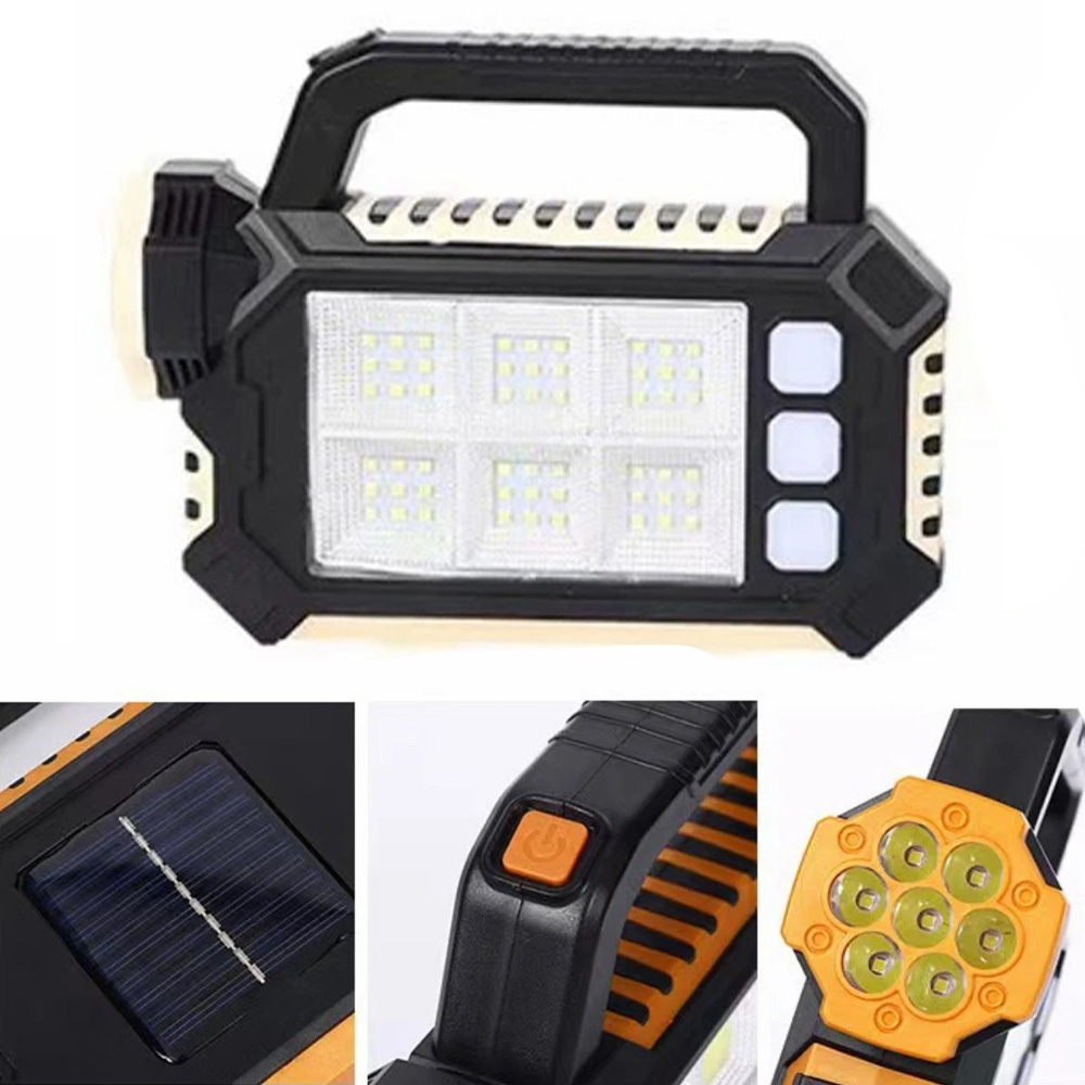 3Modes Solar and Rechargeable 7 LED Torch with 54 LED COB Light & 3 Lights Flasher with Power Bank Phone Charger (21)