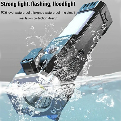 Waterproof Rechargeable Portable Torch with Work Light Spotlight Safety Hammer Glass Broken Seat Belt Cutter and Magnet (5)