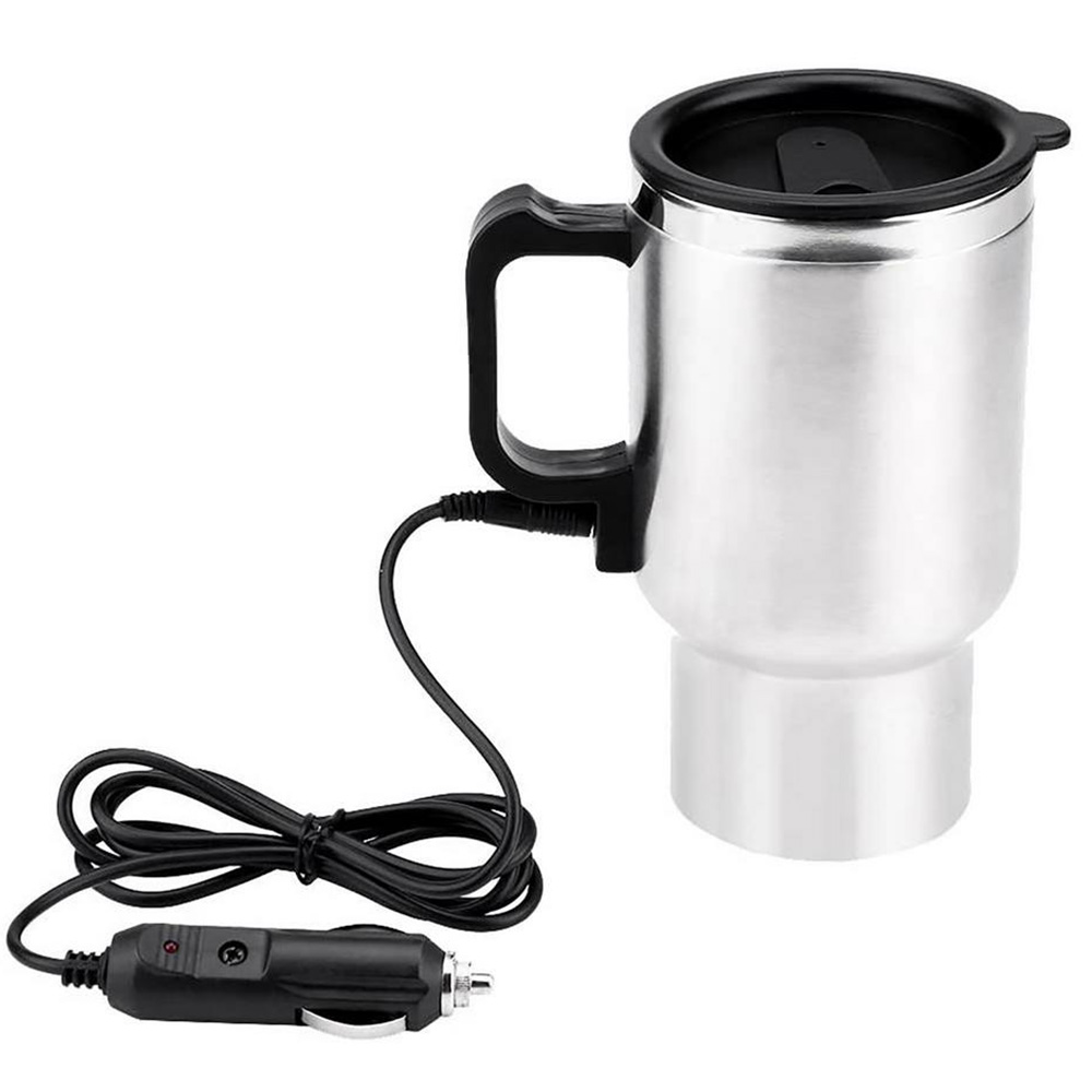 12V Car Charging Stainless Steel Heated Travel Mug Kettle 450ml Water Coffee Milk Thermal Mug Heating Cup (12)