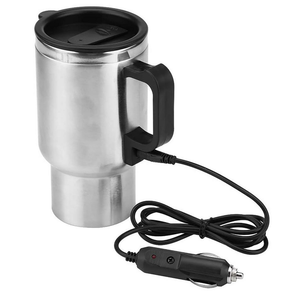 12V Car Charging Stainless Steel Heated Travel Mug Kettle 450ml Water Coffee Milk Thermal Mug Heating Cup (4)