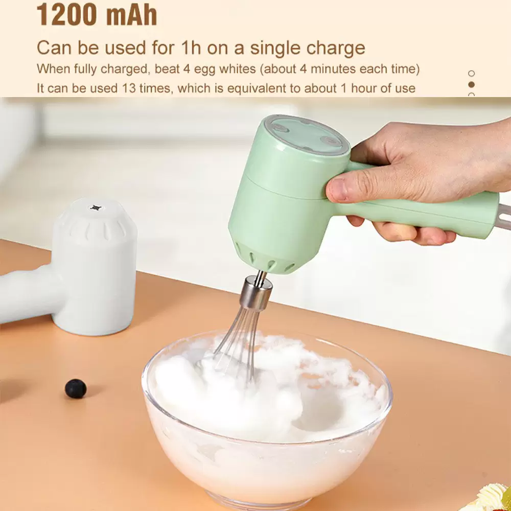 3 Speeds 3 in 1 Wireless Portable Multi-Function Cooking Machine Electric Food Mixer Hand Blender Egg Beater Baking Hand Mixer