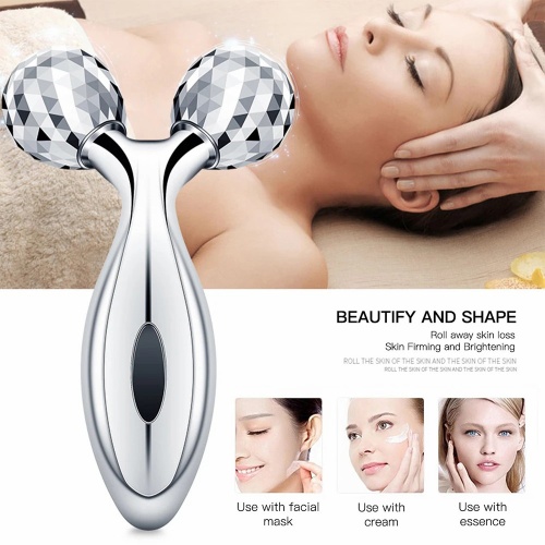Professional 3D Face Body Massager 360 Rotating Roller Massager 2 Wheels Facial Slimming Tightening Skin Handheld 3D Roller