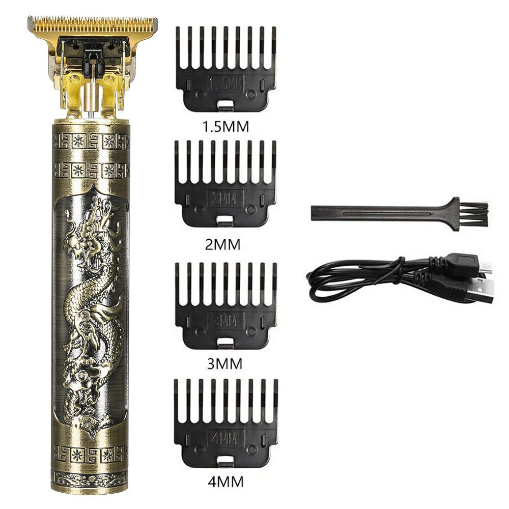 Rechargeable Stainless Steel Metal Vintage T9 Hair Cutting Machine Shaver Trimmer Electric Hair Clipper