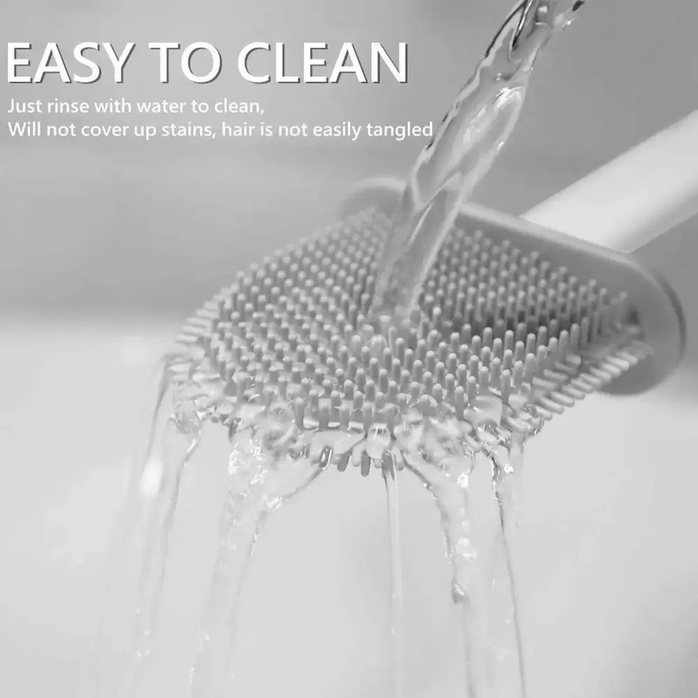 Flexible Silicone Toilet Brush with Quick Dry Holder for Bathroom with Wall Mount (8)